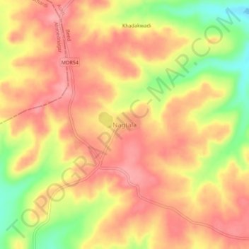 Mapa topográfico Nagtala, altitud, relieve