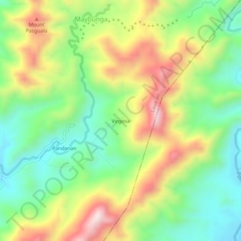 Mapa topográfico Virginia, altitud, relieve