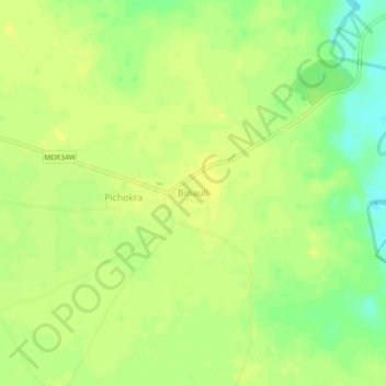 Mapa topográfico Binauli, altitud, relieve