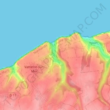 Mapa topográfico Vaucottes, altitud, relieve