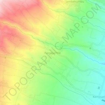 Mapa topográfico Pasrujambe, altitud, relieve