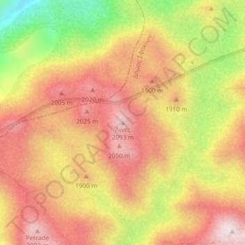 Mapa topográfico Lines, altitud, relieve