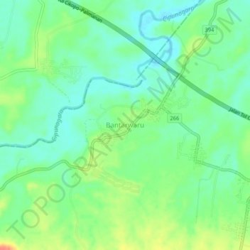 Mapa topográfico Bantarwaru, altitud, relieve