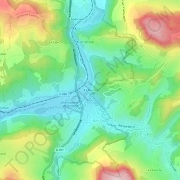 Mapa topográfico La Mothe, altitud, relieve