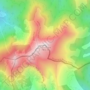 Mapa topográfico La Toussière, altitud, relieve