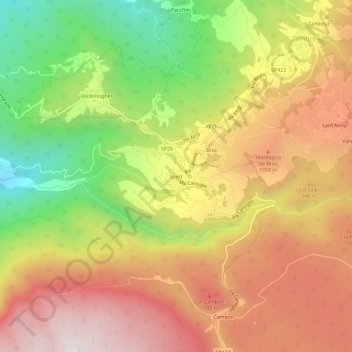 Mapa topográfico Spert, altitud, relieve