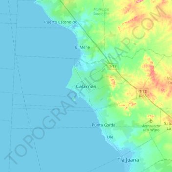 Mapa topográfico Cabimas, altitud, relieve
