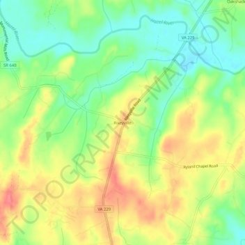 Mapa topográfico Rixeyville, altitud, relieve