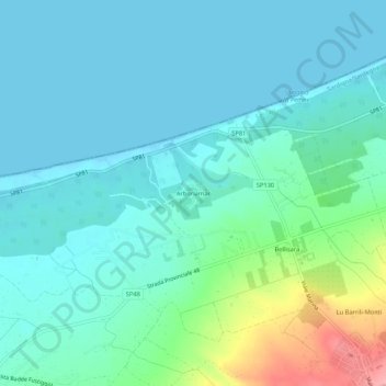 Mapa topográfico Arboriamar, altitud, relieve