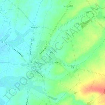Mapa topográfico Alleant, altitud, relieve