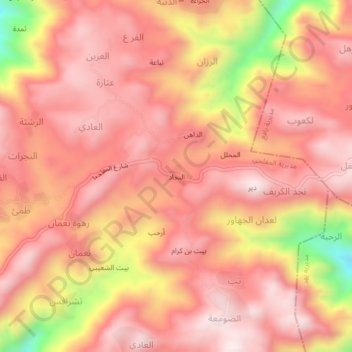 Mapa topográfico النجاد, altitud, relieve