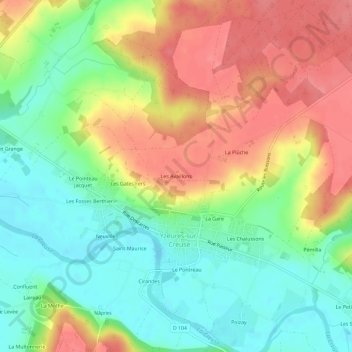 Mapa topográfico Les Availlons, altitud, relieve