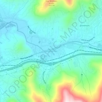 Mapa topográfico Swannanoa, altitud, relieve