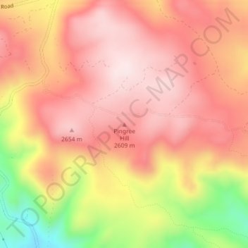 Mapa topográfico Pingree Hill, altitud, relieve