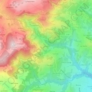 Mapa topográfico La Jurière, altitud, relieve