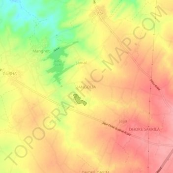 Mapa topográfico JANGOLIA, altitud, relieve