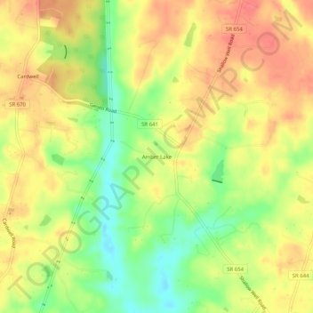 Mapa topográfico Amber Lake, altitud, relieve