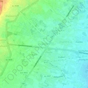 Mapa topográfico Ban Muang Kung, altitud, relieve