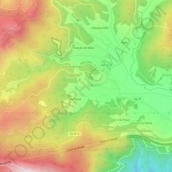 Mapa topográfico Campeã, altitud, relieve