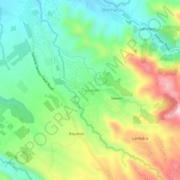 Mapa topográfico Desawo, altitud, relieve