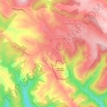 Mapa topográfico Lou Rougeairas, altitud, relieve