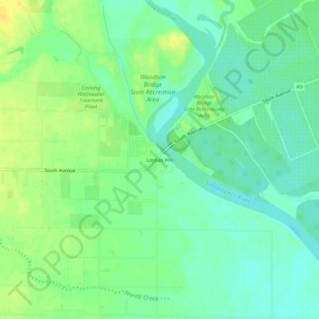Mapa topográfico Loybas Hill, altitud, relieve