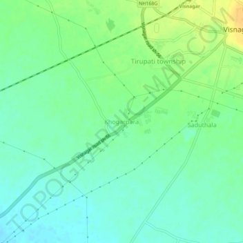 Mapa topográfico Khogarpara, altitud, relieve