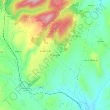 Mapa topográfico Monterosso, altitud, relieve