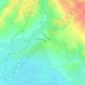 Mapa topográfico Les Aubagnes, altitud, relieve