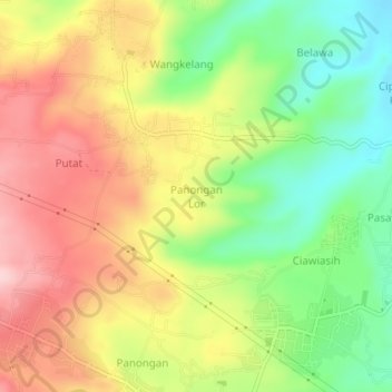 Mapa topográfico Panongan Lor, altitud, relieve