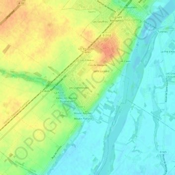 Mapa topográfico Clos de Bordeaux, altitud, relieve