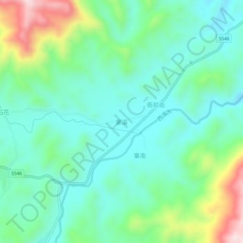 Mapa topográfico Zhaixi, altitud, relieve