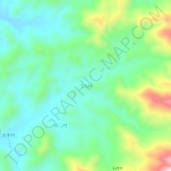 Mapa topográfico 飞马村, altitud, relieve