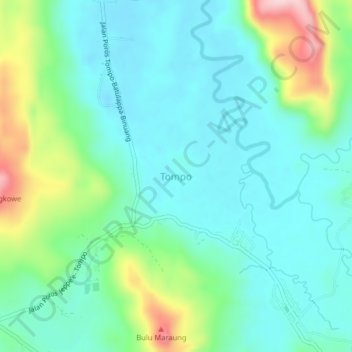 Mapa topográfico Tompo, altitud, relieve