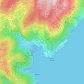 Mapa topográfico Rabac, altitud, relieve