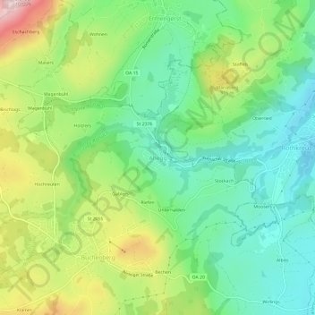 Mapa topográfico Ahegg, altitud, relieve
