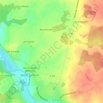 Mapa topográfico Velin, altitud, relieve