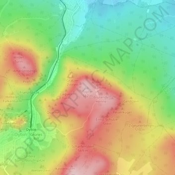 Mapa topográfico Töpfer, altitud, relieve