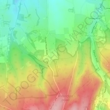 Mapa topográfico Bentley Copse, altitud, relieve