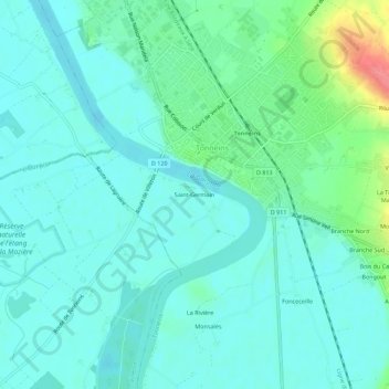 Mapa topográfico Saint-Germain, altitud, relieve
