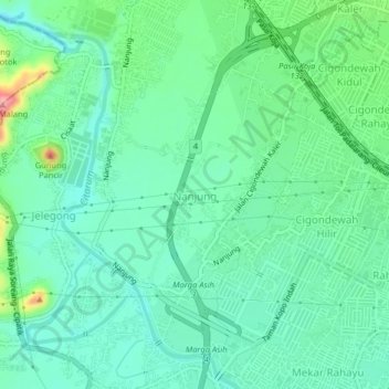 Mapa topográfico Nanjung, altitud, relieve