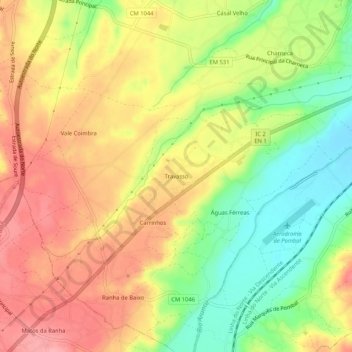 Mapa topográfico Travasso, altitud, relieve