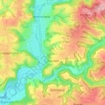 Mapa topográfico Jüchen, altitud, relieve