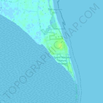 Mapa topográfico Kilnsea, altitud, relieve