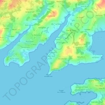 Mapa topográfico Rostiviec, altitud, relieve