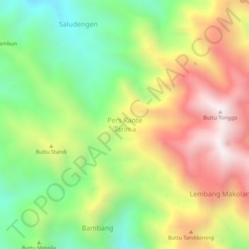 Mapa topográfico Pers Rante Tarima, altitud, relieve