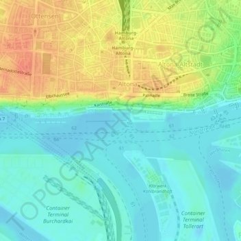Mapa topográfico Dockland, altitud, relieve