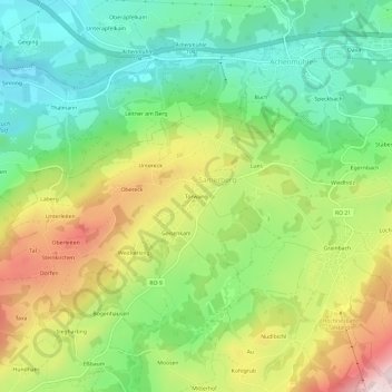 Mapa topográfico Törwang, altitud, relieve