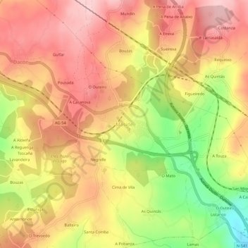 Mapa topográfico Maside, altitud, relieve