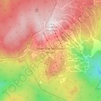Mapa topográfico Silver Star Mountain Resort, altitud, relieve